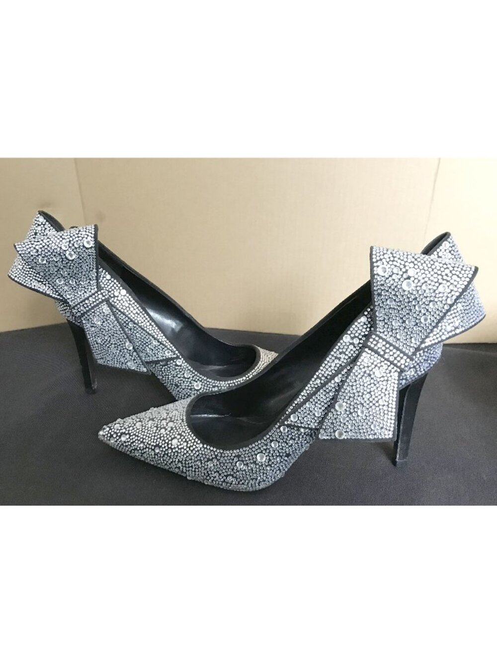 INC International Concepts Rhinestone Pump Heels in Silver / Black, Size 8 - Picture 2 of 11